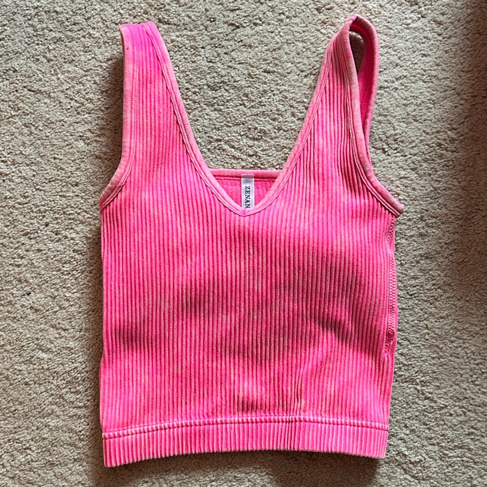 Zenana Outfitters Hot Pink Ribbed Tank Top